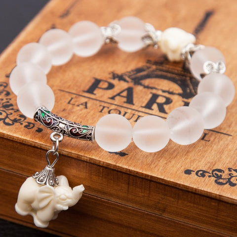 Crystal Elephant Charm Bracelet bead Cultural Bracelet Jewelry