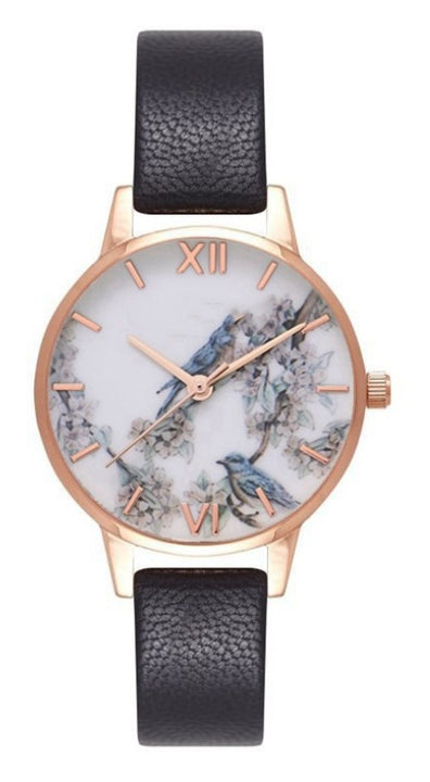 ladies watch cuckoo fashion stainless steel with rose gold quartz watch