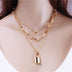 Women Multi-Layer Lock Love Necklace Sweater Chain