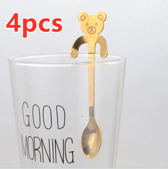 Coffee spoon, 304 creative stainless spoon, dessert spoon, cute cartoonhandle, hangingfeces coffee spoon