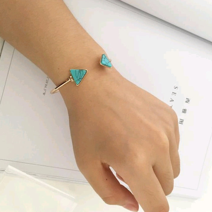 Marbled Triangle Turquoise Bracelet Personality Alloy Bracelet