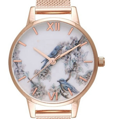 ladies watch cuckoo fashion stainless steel with rose gold quartz watch