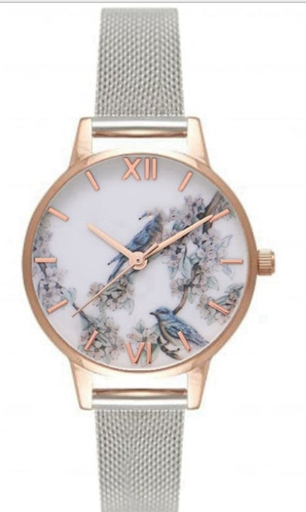 ladies watch cuckoo fashion stainless steel with rose gold quartz watch