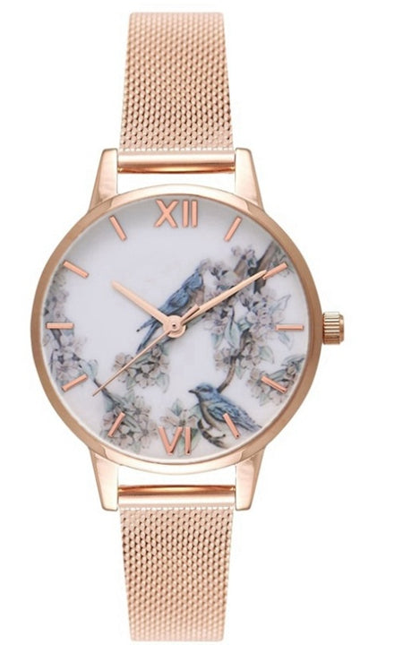 ladies watch cuckoo fashion stainless steel with rose gold quartz watch