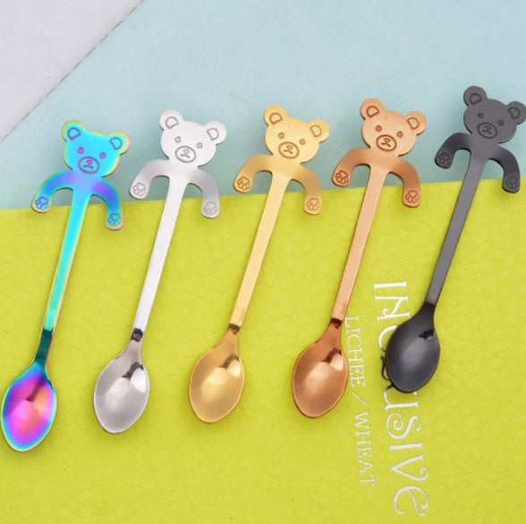 Coffee spoon, 304 creative stainless spoon, dessert spoon, cute cartoonhandle, hangingfeces coffee spoon