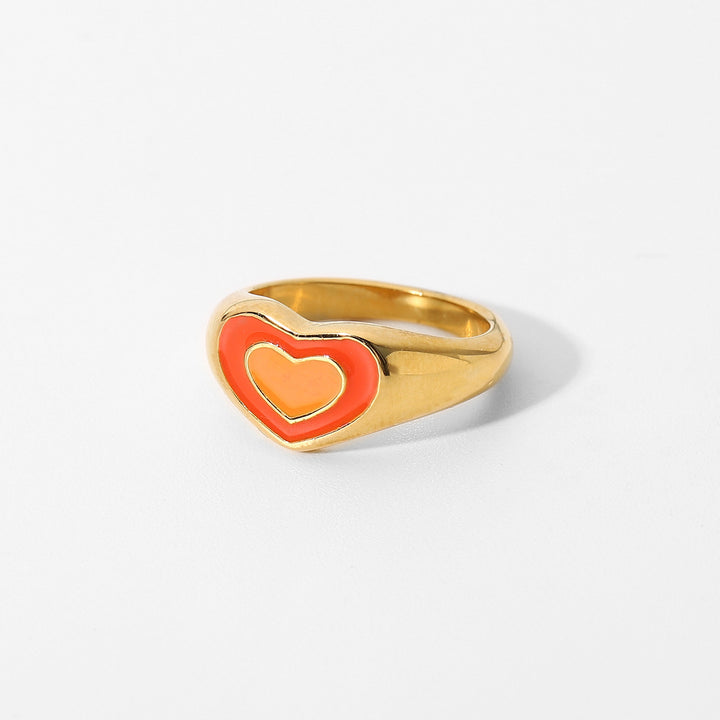 Love Heart Ring Titanium Steel Peach Heart Ring