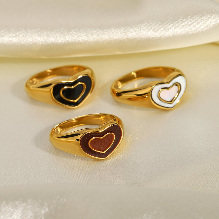 Love Heart Ring Titanium Steel Peach Heart Ring